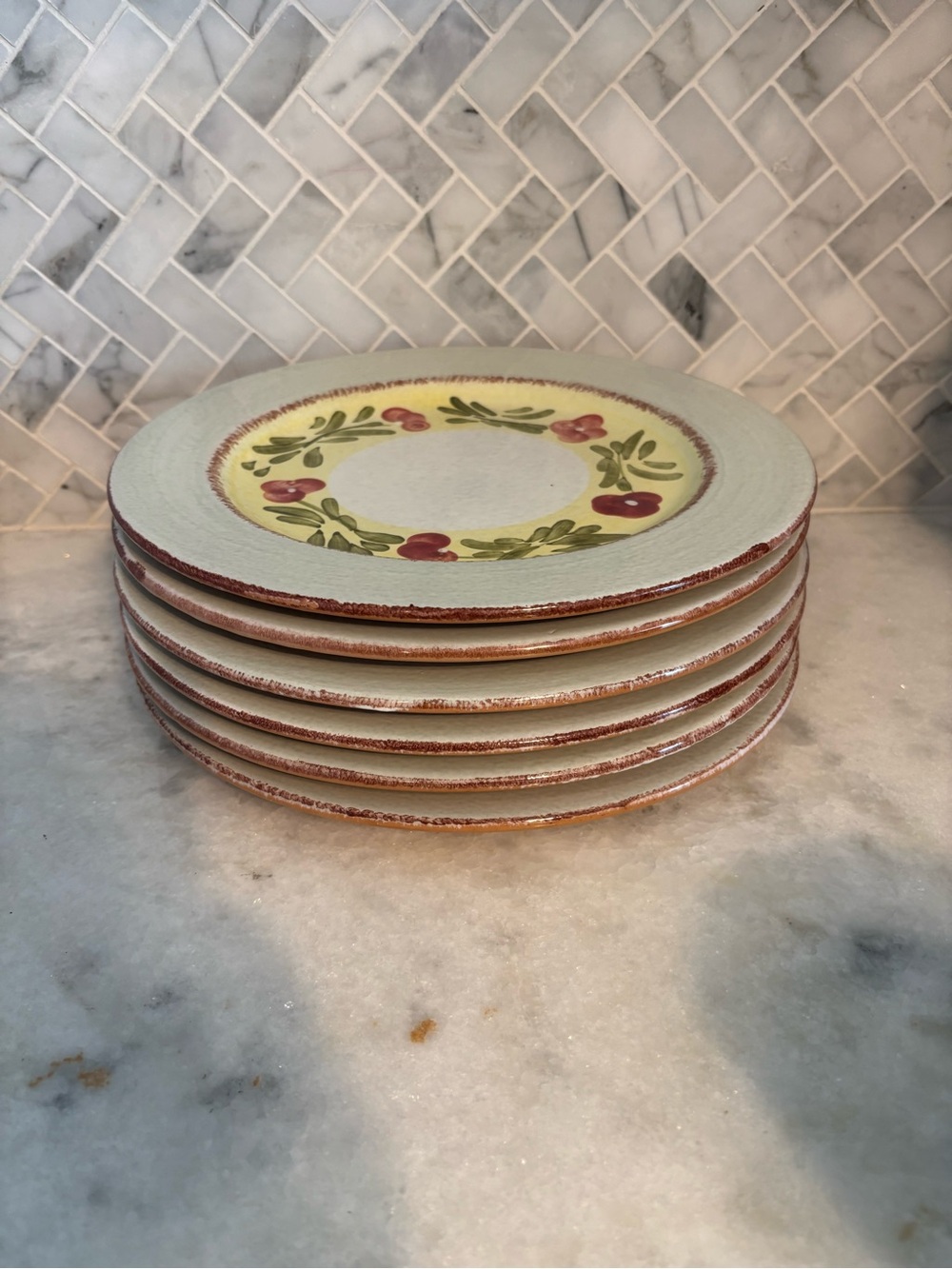Bizzirri hand painted Italian Mara dinner plates set of 6 in great condition